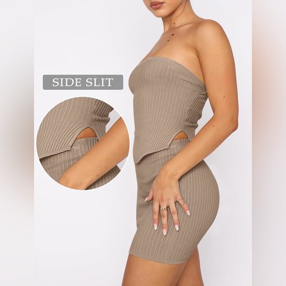 ANRABESS Women's Two Piece Outfits Skirt Bandeau Crop Tops Short Mini Dresses - Picture 3 of 9